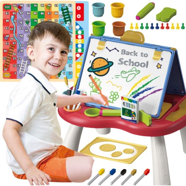 Tavolo Educativo Con Lavagna Bifacciale + Giochi + Accessori-image
