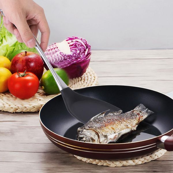 Spatola In Silicone In Acciaio Inox Resistente Al Calore Con Manico Lungo Utensile Da Cucina Strumento Di Cottura-image