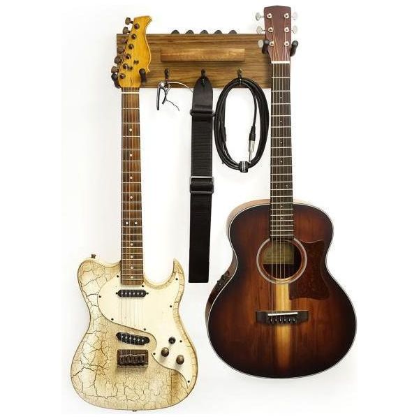 Supporto Da Parete Per Chitarra Keepdrum Ebony Per 2 Chitarre E Accessori-image