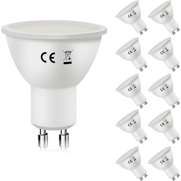Zmh 10ER Lampadina Led GU10 6W Bianco Caldo Angolo Di Emissione 110° Riflettore Spot-image