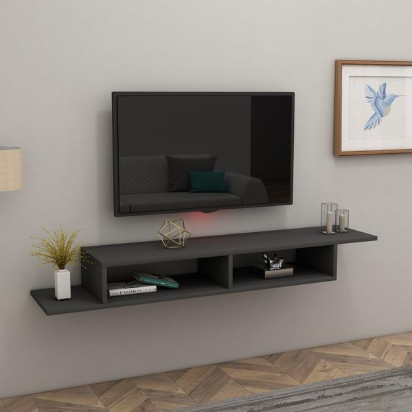 Skye Decor, Muson - Antracite, Tavolino Per Tv, Antracite, 100 % Pannello Di Legno Rivestito Di Melamina, 120 X 29,6 X 18,2 Cm-image