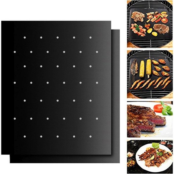 Tappeto Per Grigliate Bbq 33Cm X 40Cm Antiaderente Tappeto Per Grigliate Tappeto Per Arrosti Perforato Con Fori Di Drenaggio-image