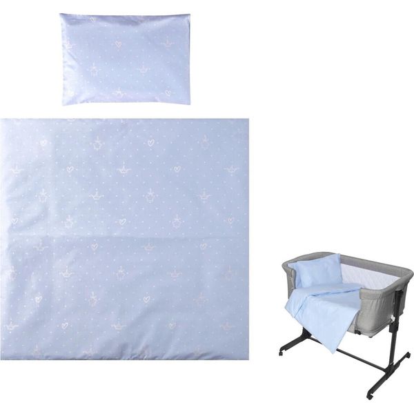 Lorelli Baby Set Lenzuola Eva 5 Pezzi Piumone 75 X 75 Cm, Cuscino 29 X 42 Cm, Fodere Blu Chiaro-image
