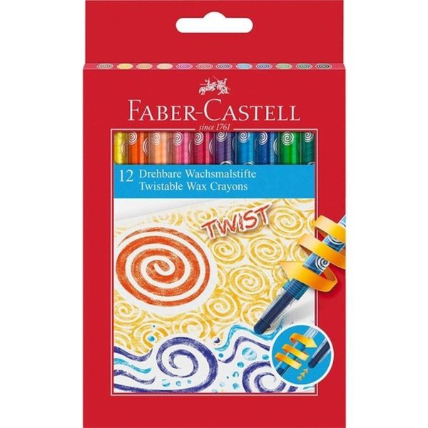 Faber-Castell 120003 - Pastelli A Cera Twistable, Confezione Da 12 Pezzi-image
