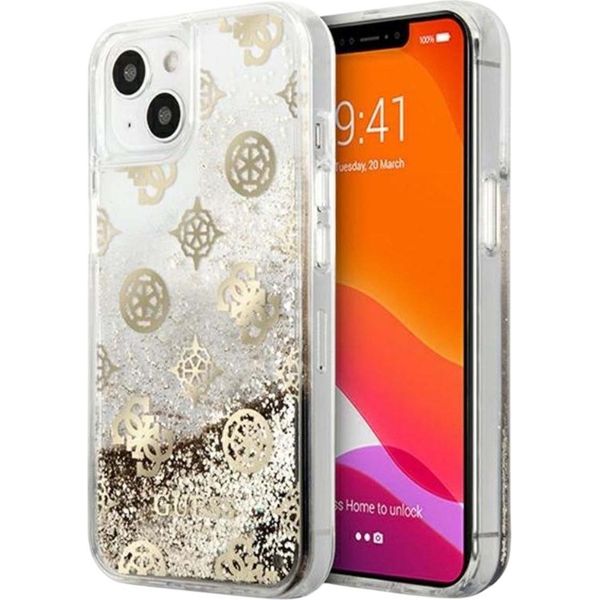 Guess Guhcp13Slgpego Iphone 13 Mini 5,4ZłOty/Oro Custodia Rigida Peony Liquid Glitter-image