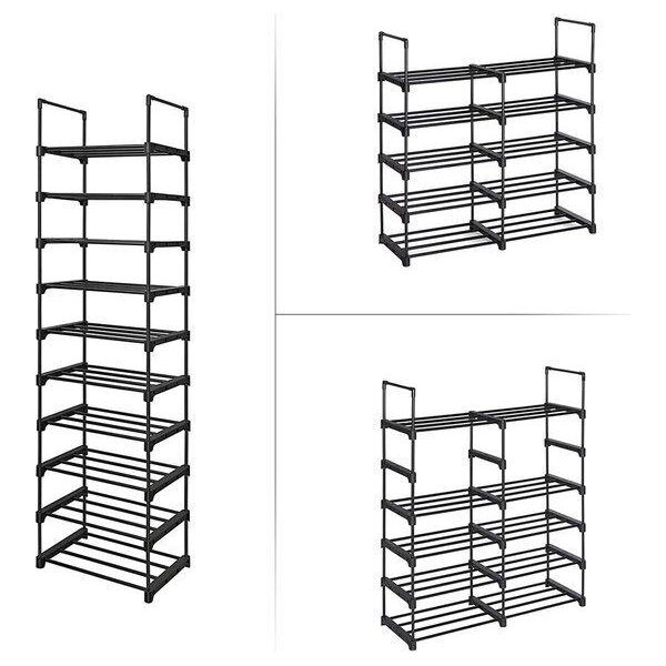 Songmics Grande Scarpiera In Ferro Con 10 Scomparti, Automontante, Salvaspazio, Multifunzionale, Per Soggiorno Camera Da Letto Cucina 45 X 30 X 174-image