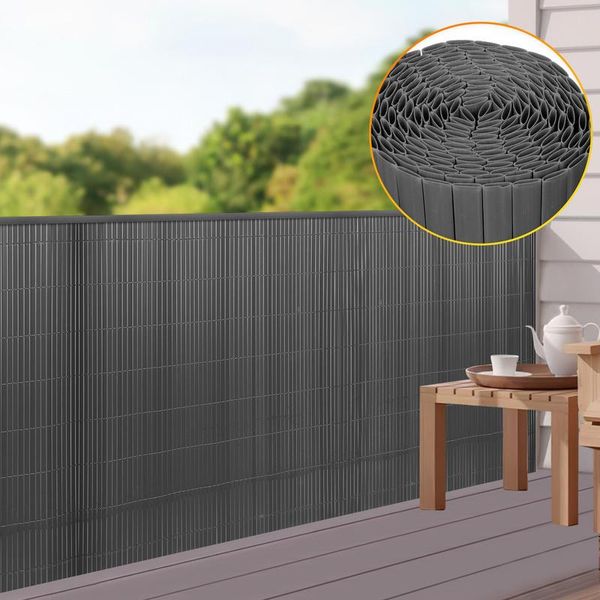 Tolletour Recinzione Privacy In Pvc Schermo Privacy Per Giardino Schermo Privacy Frangivento Per Balcone E Terrazza, Grigio 180X400Cm-image