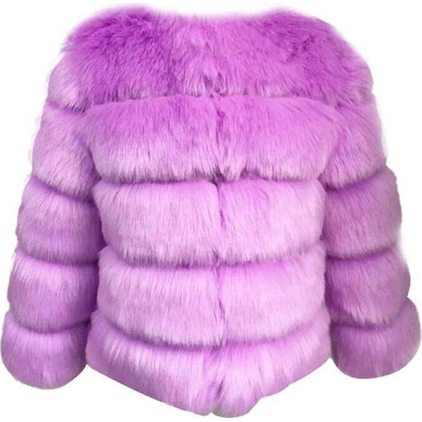 Donna Cappotto In Pelliccia Sintetica Giacca Invernale In Pelliccia Sintetica Capispalla In Pelliccia Sintetica Unicoloured Thick Parka Winter Coat, Ladies , Viola, S-image