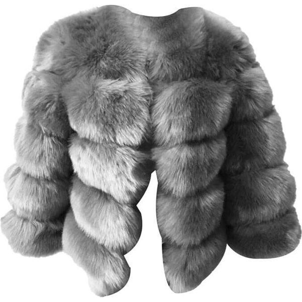 Donna Cappotto In Pelliccia Sintetica Giacca Invernale In Pelliccia Sintetica Capispalla In Pelliccia Sintetica Unicoloured Thick Parka Winter Coat, Ladies , Grigio Argento, 3XL-image