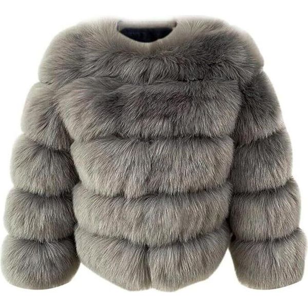 Donna Cappotto In Pelliccia Sintetica Giacca Invernale In Pelliccia Sintetica Capispalla In Pelliccia Sintetica Unicoloured Thick Parka Winter Coat, Ladies , Grigio Scuro, 3XL-image