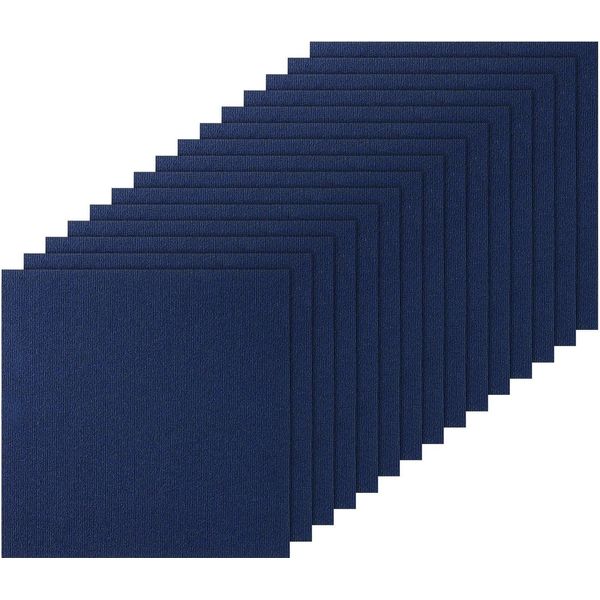 Piastrelle Di Moquette Da Attaccare E Staccare, 61 X 61 Cm, Piastrelle Di Moquette Autoadesive, Morbide Piastrelle Di Moquette Imbottite, Installazione Fai Da Te Per Camera Da Letto, Soggiorno, (15 Pezzi, Blu Scuro)-image