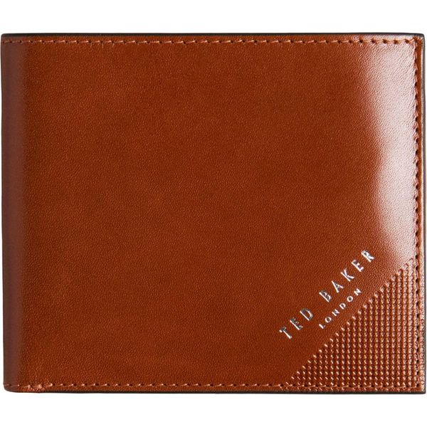 Ted Baker Pelle Portafoglio Embossed Corner Leather Bifold Coin Wallet Tan Marrone Chiaro-image