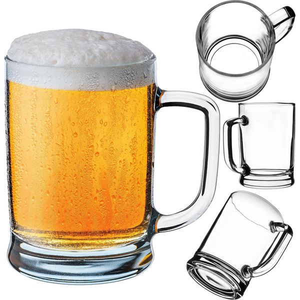 Boccali Da Birra Kadax Da 0,5 Litri, Set Da 1, Bicchieri Da Birra Con Manico, Boccale Da Birra Grande In Vetro A Pareti Spesse, Bicchiere Da Birra Dal Design Classico, Robusto Boccale In Vetro Per Birra-image