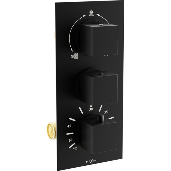Mexen Cube Rubinetteria Termostatica Per Vasca-Doccia A 3 Uscite, Nera - 77503-70-image