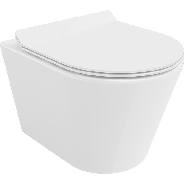 Mexen Rico Wc Rimless Con Sedile Slim A Chiusura Rallentata, Duroplast, Bianco Lucido - 30720100-image