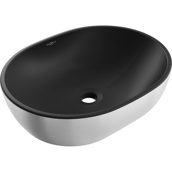Mexen Viki Lavabo Da Appoggio 48 X 35 Cm, Nero Opaco/Argento - 21054874-image