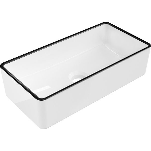 Mexen Nadia Lavabo Da Appoggio 46 X 23 Cm, Bianco/Nero Bordo - 21614607-image