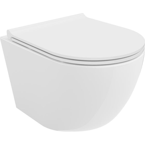 Mexen Lena Wc Ciotola Rimless Con Tavoletta A Chiusura Rallentata Slim, Duroplast, Bianco Lucido - 30220500-image