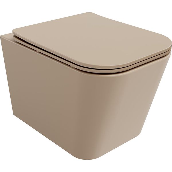 Mexen Teo Vaso Wc Rimless Con Sedile A Chiusura Rallentata Slim, Duroplast, Cappuccino Opaco - 30854064-image