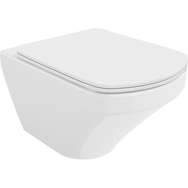 Mexen Vito Vaso Wc Rimless Con Sedile A Chiusura Rallentata Slim, Duroplast, Bianco Lucido - 30174000-image