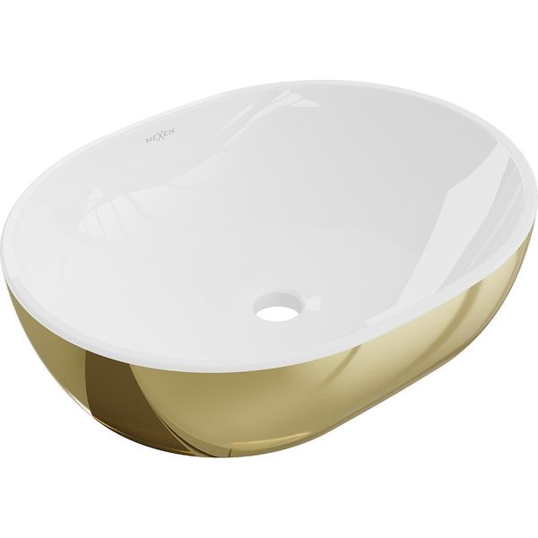 Mexen Viki Lavabo Da Appoggio 48 X 35 Cm, Bianco/Oro - 21054806-image