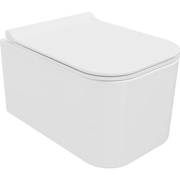 Mexen Elis Wc Rimless Con Sedile Slim A Chiusura Rallentata, Duroplast, Bianco Lucido - 30910700-image