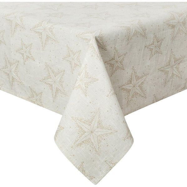 Eurofirany | Tovaglia Di Natale - Tovaglia - 140 X 180 Cm - Beige Oro - Stelle - Tovaglia - Natale-image