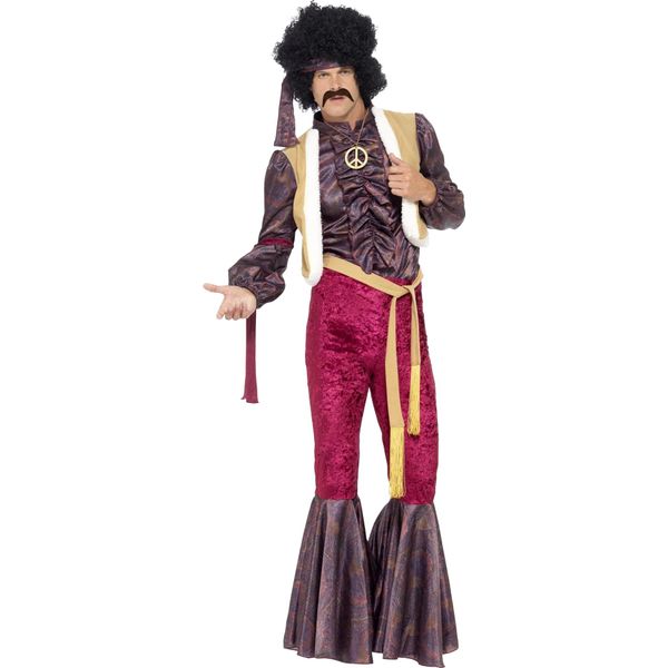 Smiffys - Costume Da Rocker Psichedelico Anni '70 - Uomo SM3083 (L) (Viola/Rosa)-image