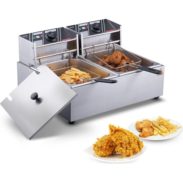 Friggitrice Elettrica Commerciale In Acciaio Inox 2500W+2500W Rimovibile-image