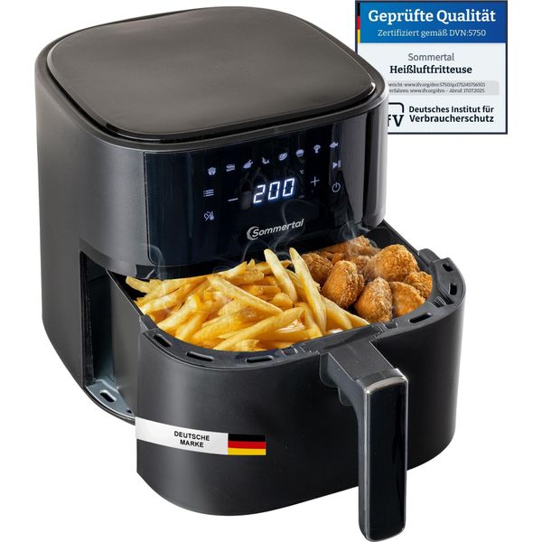 Friggitrice Ad Aria Calda Sommertal HF570 Con Capacità Di 5,7 Litri - Friggitrice O Friggitrice Ad Aria Calda Con Touchscreen, 8 Programmi, 1700 Watt-image