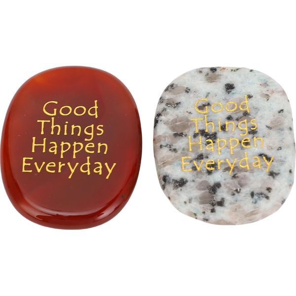 2Pcs Pietre Incise Con Parole Di Ispirazione Pietra Di Cristallo Motivazionale Per Fishbowl Camera Decorazione Regalo Di Vacanza Disponibile-image
