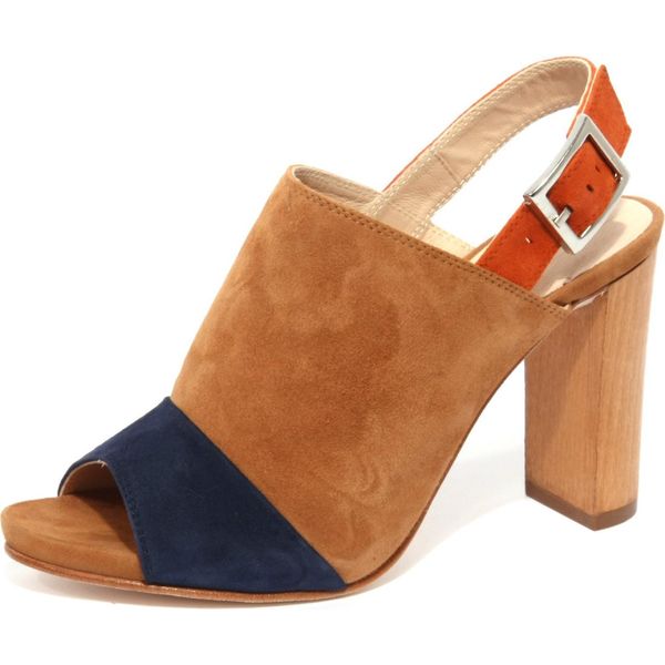 B1195 Sandalo Donna Unisa Yuse Scarpa Beige/Blu/Arancione Shoe Woman-image