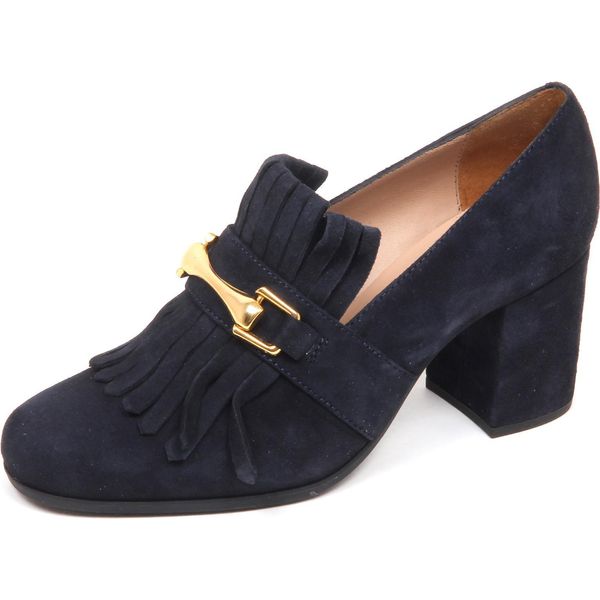E6478 Decollete Donna Blu Unisa Olimpo Scarpe Frange Suede Shoe Woman-image