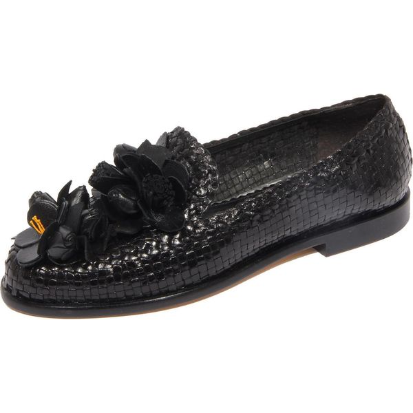 G4648 Mocassino Donna Pons Quintana Black Braided Leather Loafer Woman-image