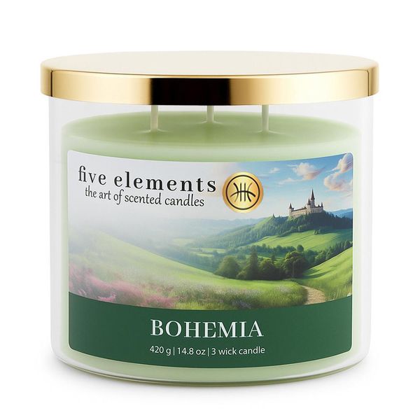 Candela Profumata Five Elements Bohemia, 420 G, 3 Stoppini-image