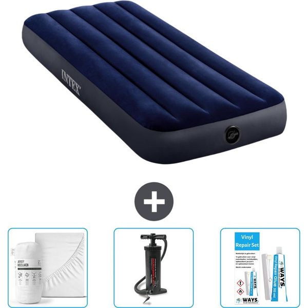 Letto Gonfiabile Intex - 1 Persona - 76 X 191 X 25 Cm - Blu - Lenzuola Incluse - Pompa E Kit Di Riparazione-image