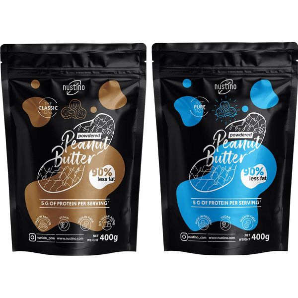 Nustino Burro Di Arachidi In Polvere Set Classic & Pure 2 × 400 G - Burro Di Arachidi Proteico Senza Zucchero E Additivi-image