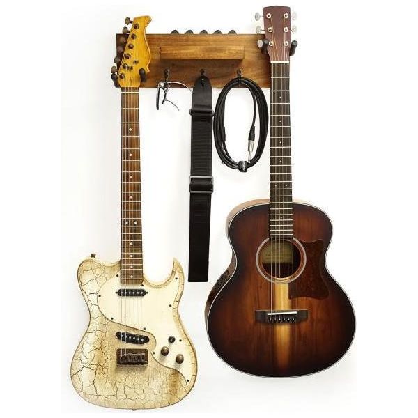 Keepdrum Guitar Wall Mount Acacia Per 2 Chitarre E Accessori-image