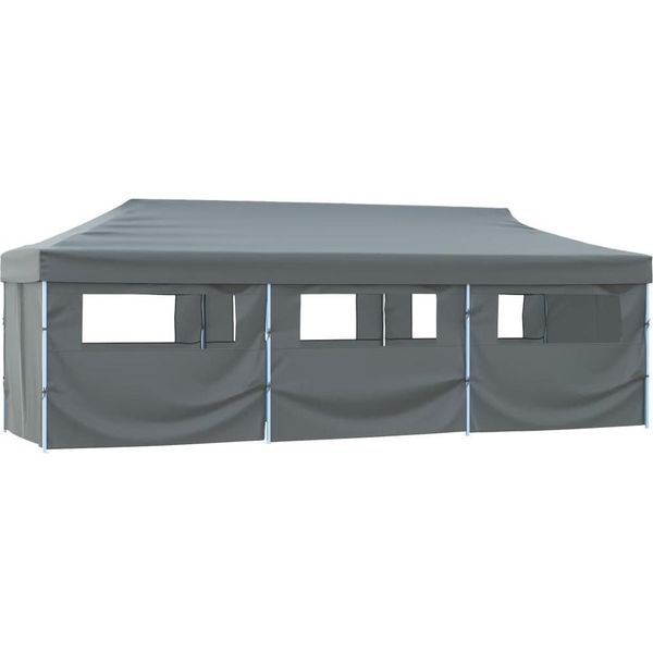 Tenda Pieghevole Pop-Up Per Feste Con 8 Pareti Laterali 3X9 M Antracite-image