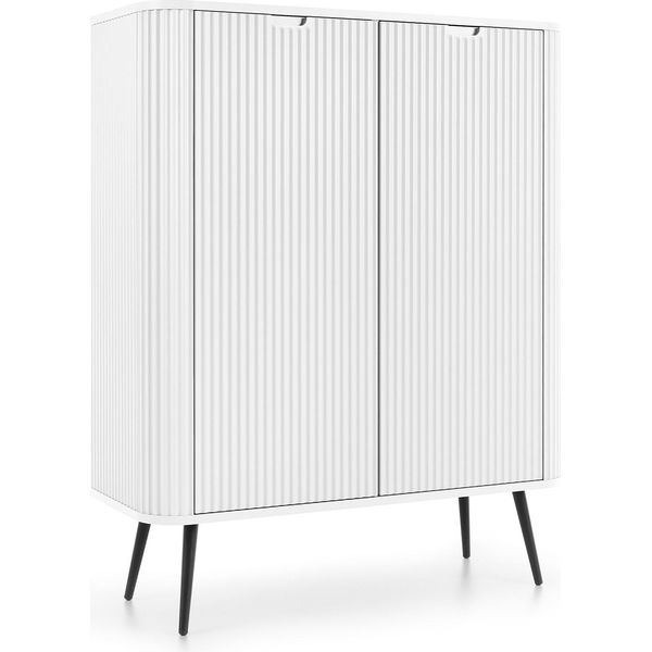 Cassettiera: 2 Ante, Colore: Bianco, Gambe Nere, 103 X 129 X 39Cm-image
