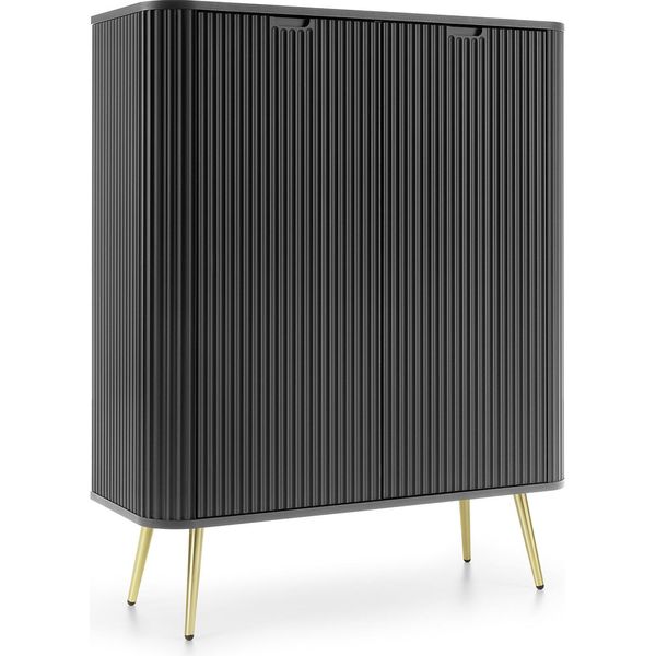 Cassettiera: 2 Ante, Colore: Nero, Gambe Dorate, 103 X 129 X 39Cm-image