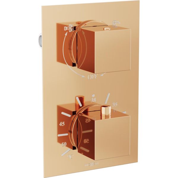 Mexen Cube Miscelatore Termostatico Per Vasca E Doccia A 2 Uscite, Oro Rosa - 77502-60-image