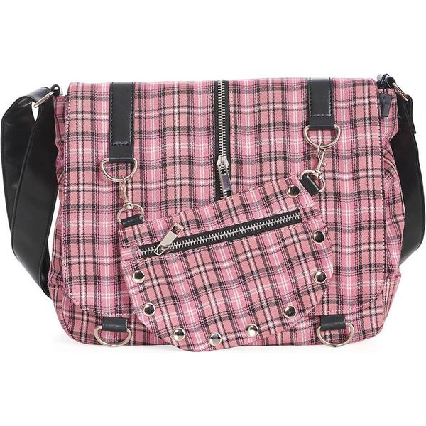Banned Alternative Shoulder Bag Twice The Action Rosa Tartan Handbag Check-image