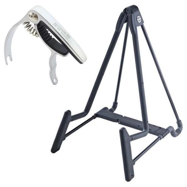 K&M 17581 Supporto Per Chitarra Heli Con Capotasto Argento-image