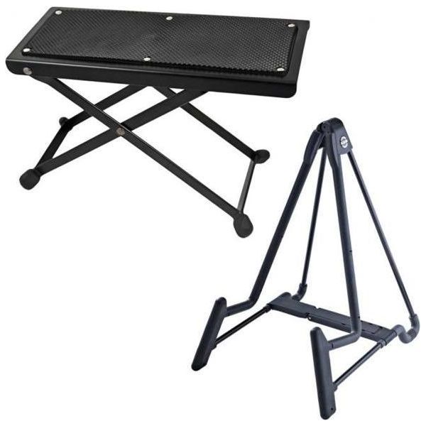 K&M 17581 Supporto Per Chitarra Heli Nero Con Poggiapiedi-image