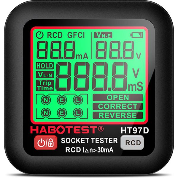 Habotest HT97D Tester Digitale Per Prese Di Corrente Test Di Tensione Rilevatore Di Prese A Spina Ue Test Di Perdita Intelligente Tester Di Fase Multifunzionale-image
