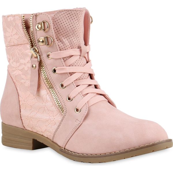 Mytrendshoe Donna Stivaletti Stringati Stivaletti Stringati Cerniera 815442 Stivale Da Lavoro, Colore: Rosa, Taglia: 39-image