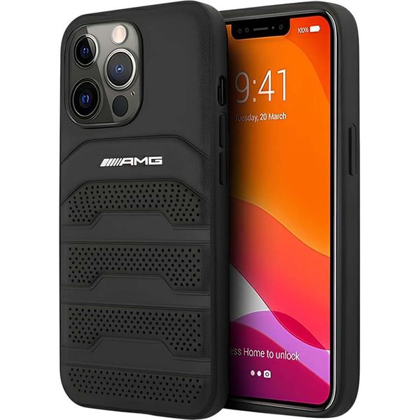 Amg Amhcp14Xgsebk Iphone 14 Pro Max 6,7 Nero/Nero Custodia Rigida In Pelle Linee In Rilievo-image