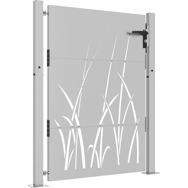 Vidaxl Cancello Da Giardino 105X130 Cm In Acciaio Corten Design Erba-image