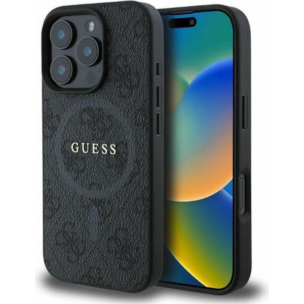 Guess Guhmp16Lg4Gfrk Iphone 16 Pro 6.3 Czarny/Black Hardcase 4G Ring Classic Logo Magsafe-image